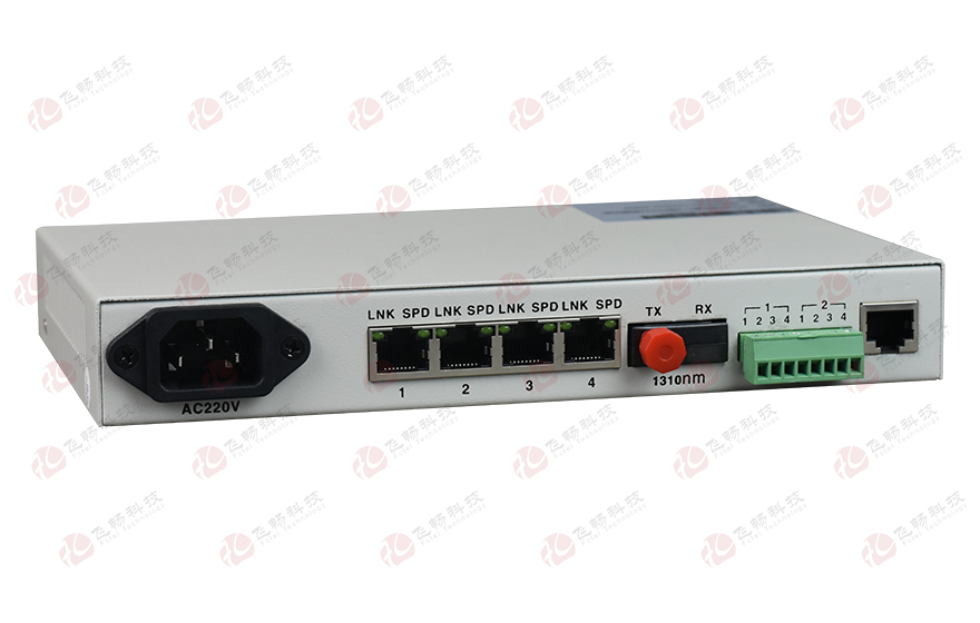 飛暢科技-桌面型4路電話(huà)+4路以太網(wǎng)+2路數(shù)據(jù) 電話(huà)光端機(jī)