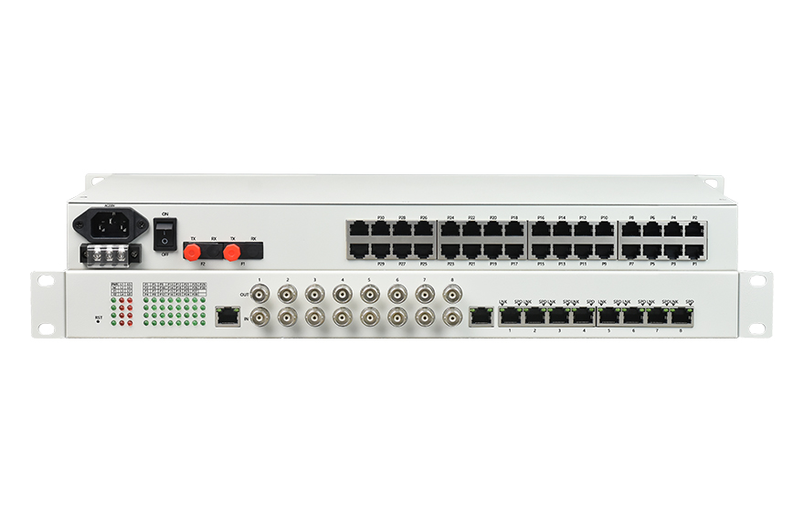 飛暢科技-32路電話+8E1+8FE物理隔離（1+1光備份，19英寸）電話光端機(jī)