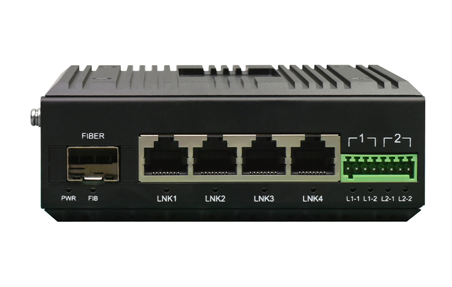 飛暢科技-工業(yè)軌式2路串口／4路開關(guān)量+4路千兆電 光端機